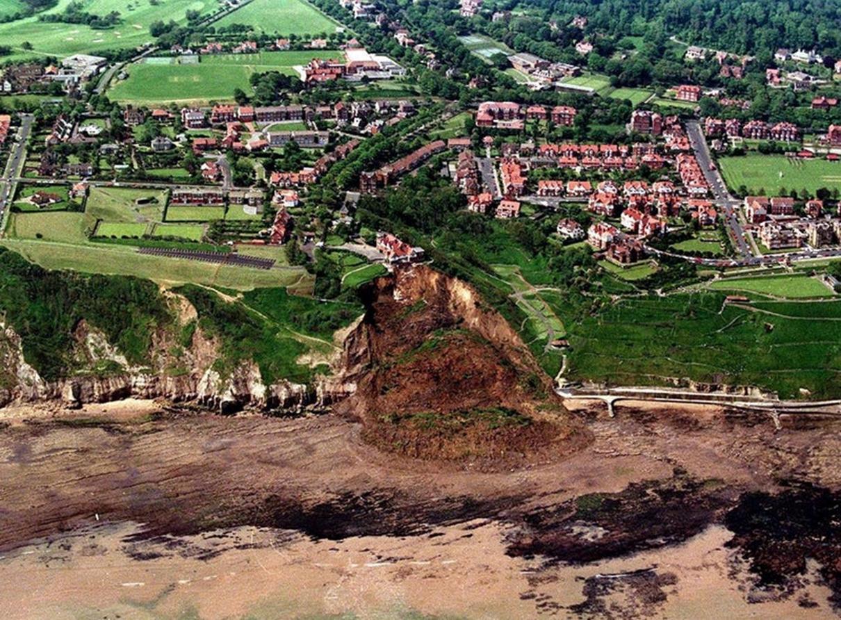 The landslip claimed the hotel and also a huge part of the cliffside.
